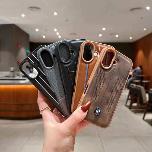 Apple iPhone 16 Luxury Branded Car Logo Leather Designer Case- BMW 2