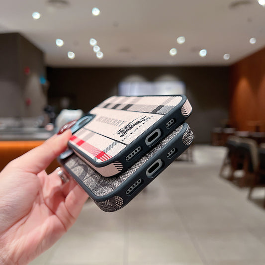 Apple iPhone Luxury Branded Leather Designer Case - Burberry