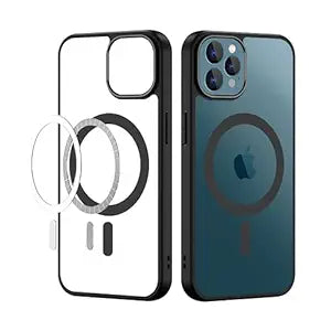 Apple iPhone 12 Pro Anti Yellow Clear Magsafe Back Case Cover - Black