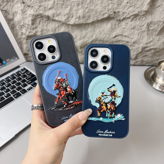 Apple iPhone Premium US POLO Assn. Embroidery Leather case with Magsafe - Jockey 4