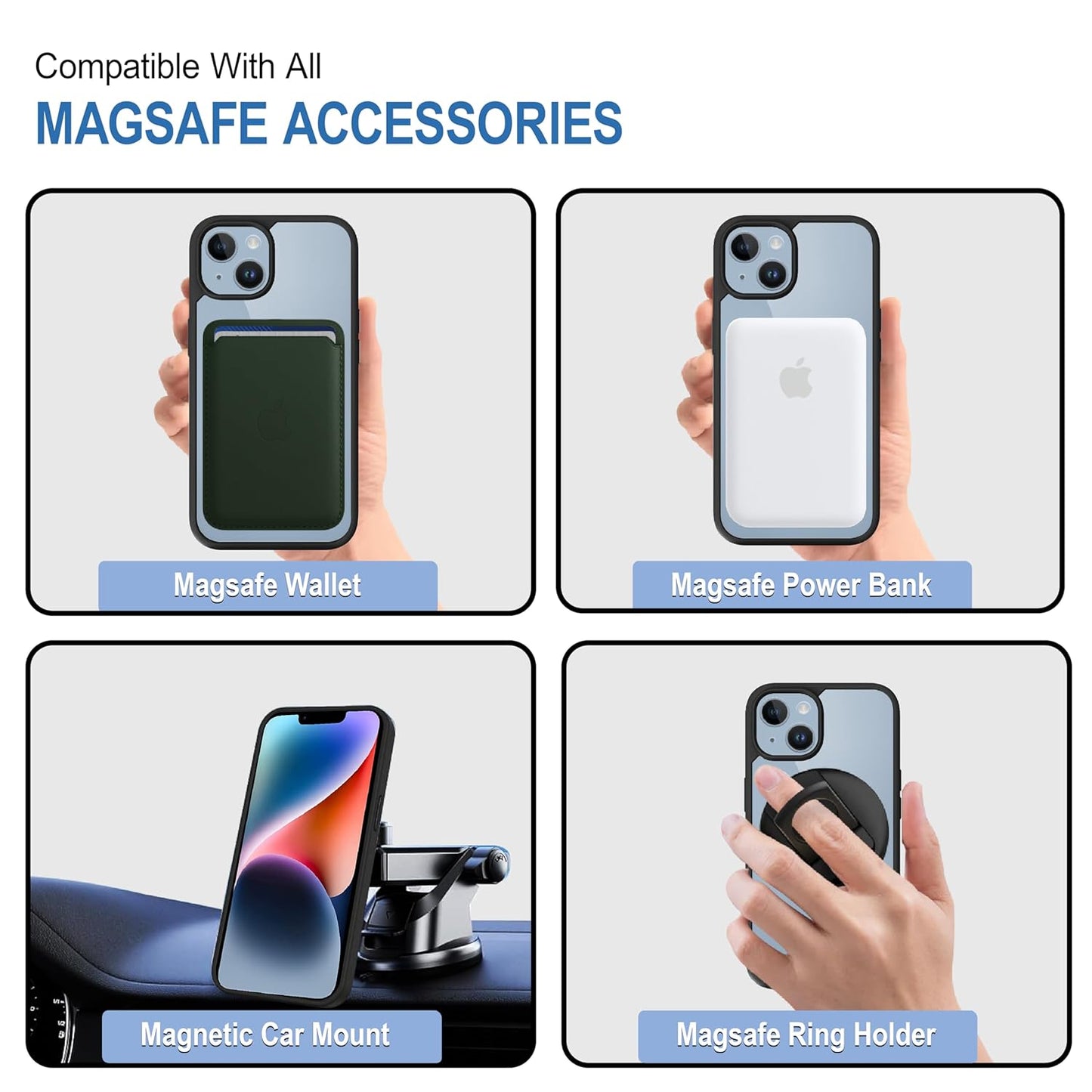 Apple iPhone 14 Plus Anti Yellow Clear Magsafe Back Case Cover - Black