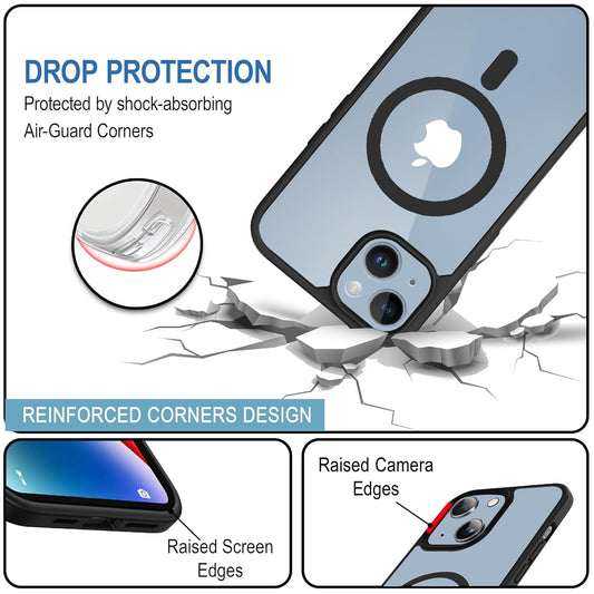 Apple iPhone 14 Plus Anti Yellow Clear Magsafe Back Case Cover - Black