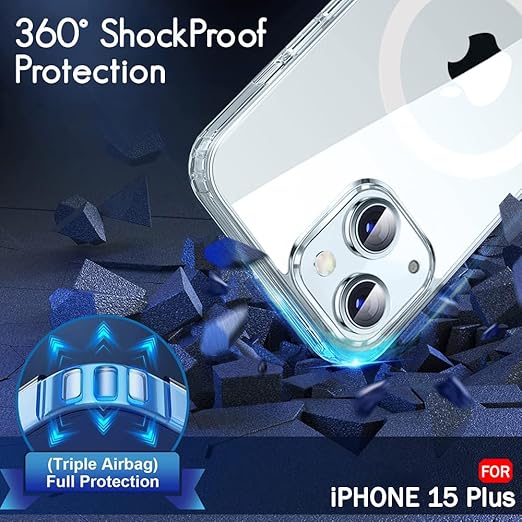 Apple iPhone 15 Plus Anti Yellow Clear Magsafe Back Case Cover - White