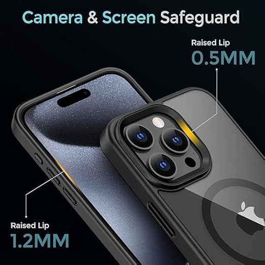 Apple iPhone 16 Pro Max Anti Yellow Clear Magsafe Back Case Cover - Black