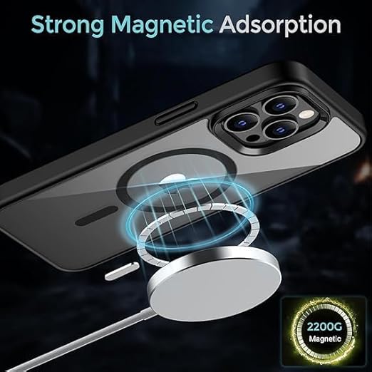 Apple iPhone 15 Pro Anti Yellow Clear Magsafe Back Case Cover - Black