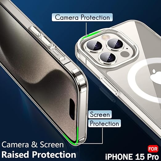 Apple iPhone 15 Pro Anti Yellow Clear Magsafe Back Case Cover - White