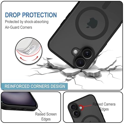 Apple iPhone 16 Plus Anti Yellow Clear Magsafe Back Case Cover - Black