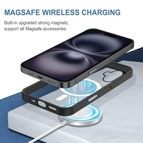 Apple iPhone 16 Plus Anti Yellow Clear Magsafe Back Case Cover - Black