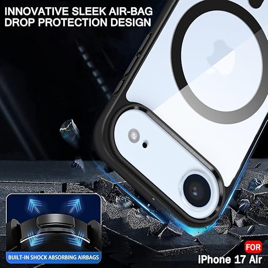 Apple iPhone 17 Air Anti Yellow Clear Magsafe Back Case Cover - Black