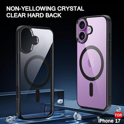 Apple iPhone 17 Anti Yellow Clear Magsafe Back Case Cover - Black