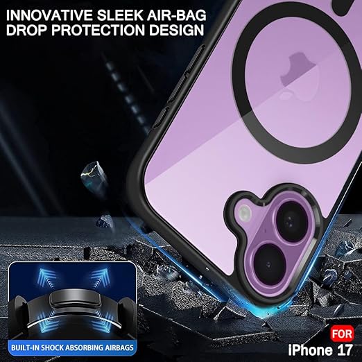 Apple iPhone 17 Anti Yellow Clear Magsafe Back Case Cover - Black