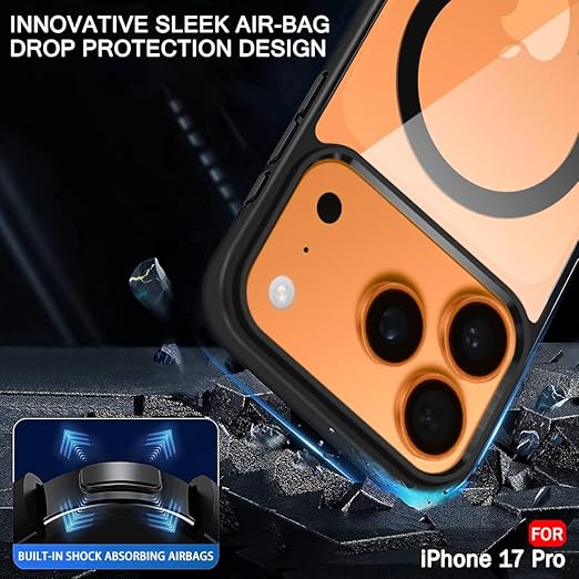 Apple iPhone 17 Pro Anti Yellow Clear Magsafe Back Case Cover - Black