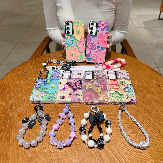 Samsung A35 5G 3D Hot Trending Charms Rhinestone Flowers case - Pattern 4