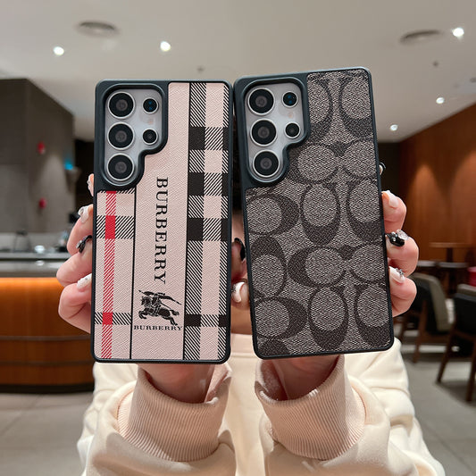 Samsung Ultra Luxury Branded Leather Designer Case - Burberry