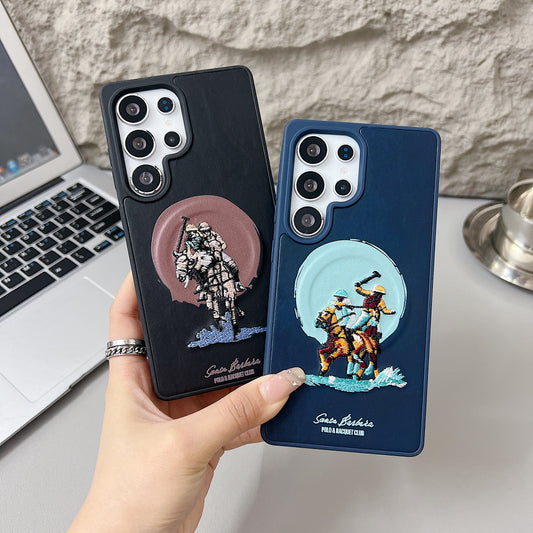 Samsung S24 Ultra 5G Premium US POLO Assn. Embroidery Leather case with Magsafe - Jockey 1