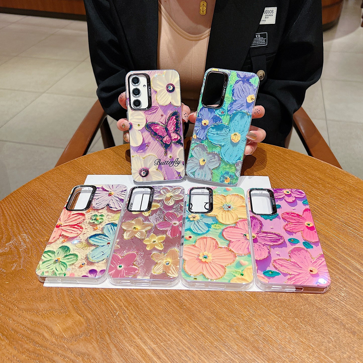 Samsung A15 5G 3D Hot Trending Rhinestone Flowers case - Pattern 2