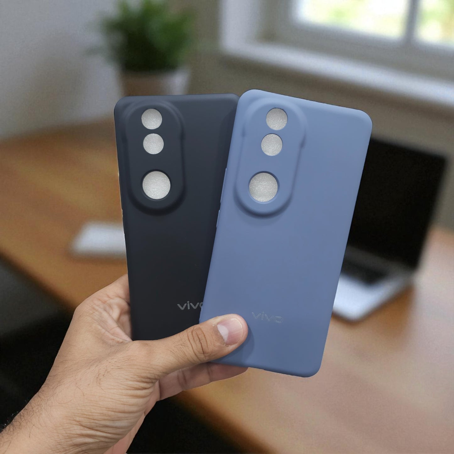 (Pack of 2) Silicone Case Cover for Vivo V50e 5G - Combo 1