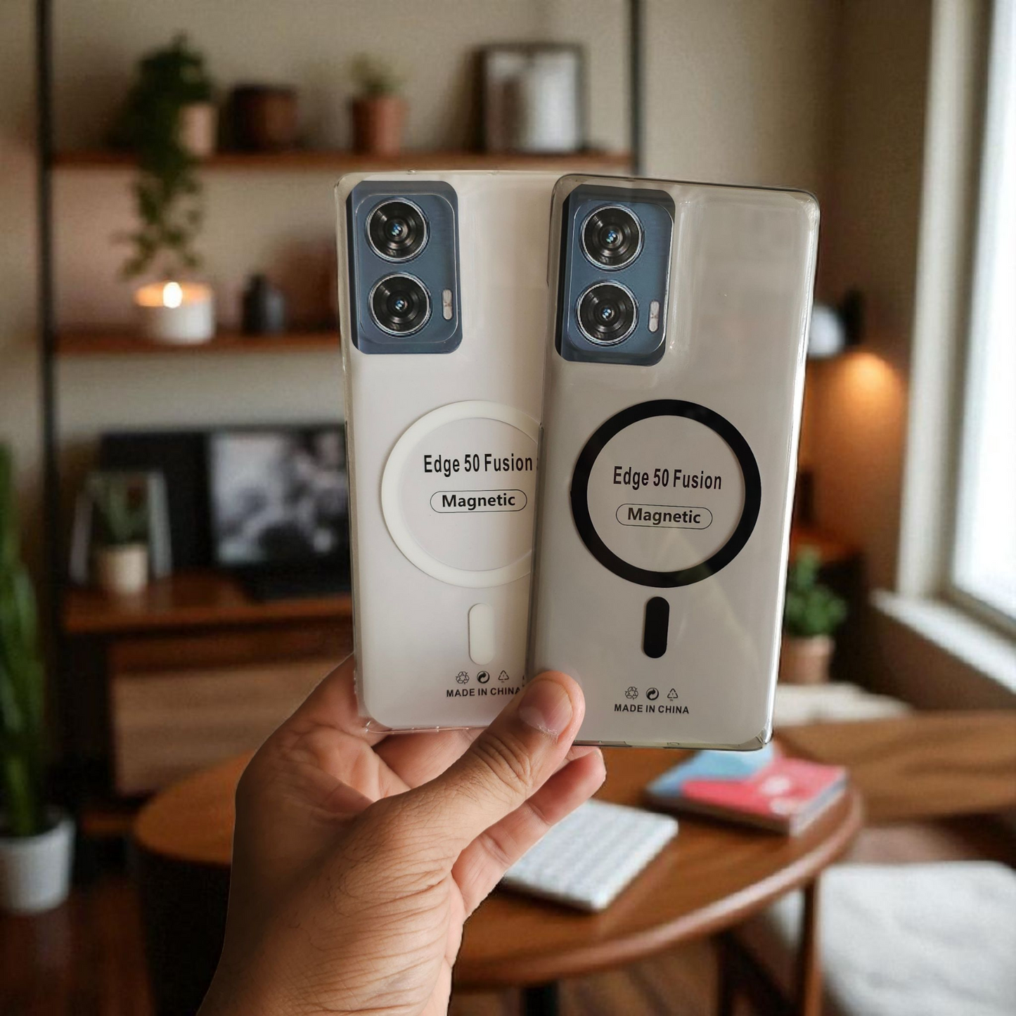 (Pack Of 2) Motorola Moto Edge 50 Fusion 5g Anti-Yellow Magsafe Crystal Clear Hard Back Case Cover