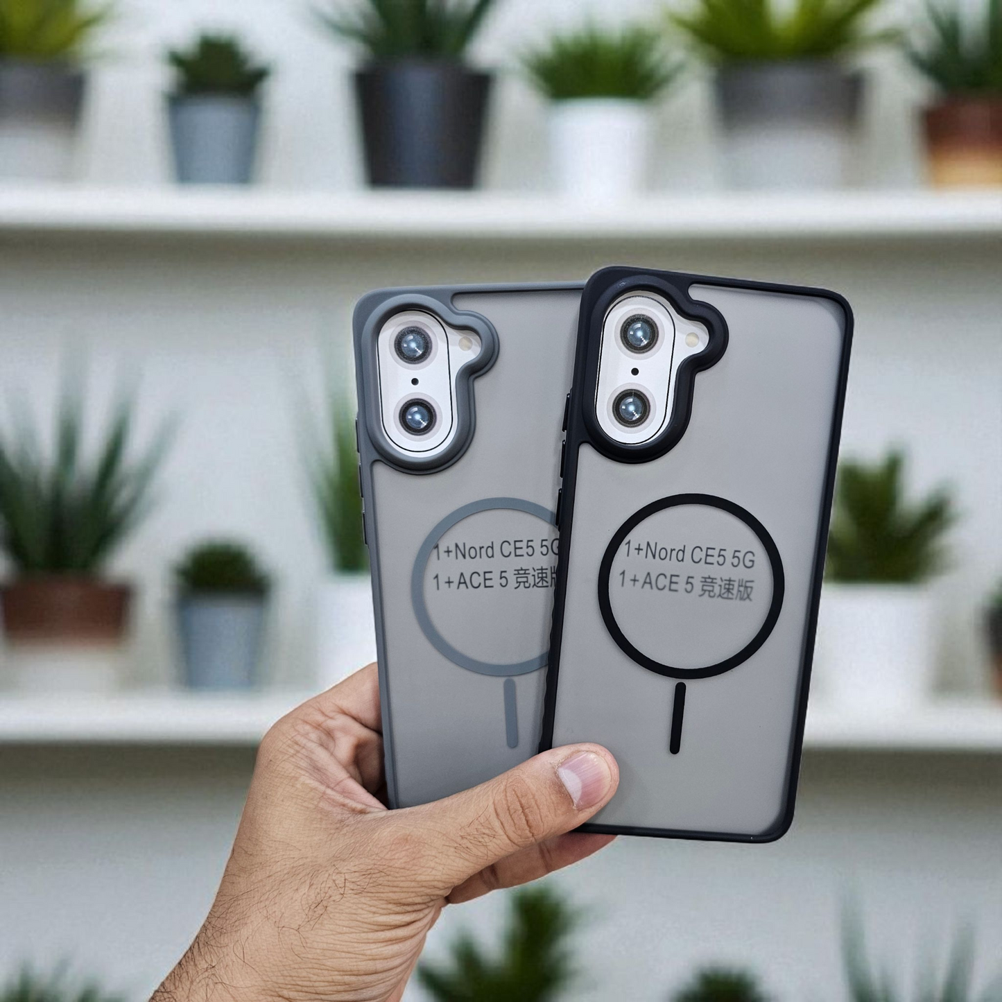 (Pack of 2) Magsafe Printed Metal Buttons Back Case Cover For OnePlus Nord Ce 5 - Combo 1