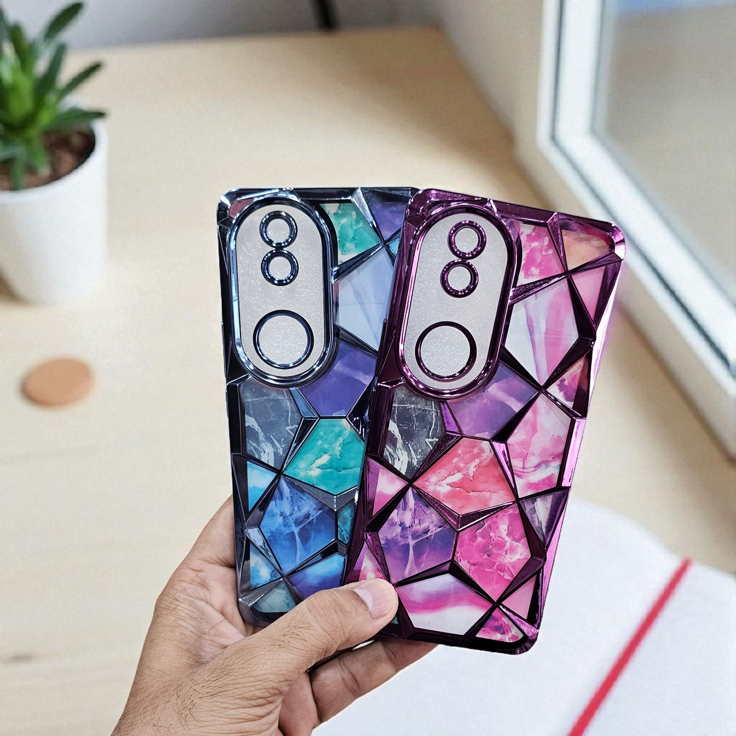 (Pack of 2) Vivo V50 / V50e Gradient Glitter Daimond Back Case Cover - Combo 1