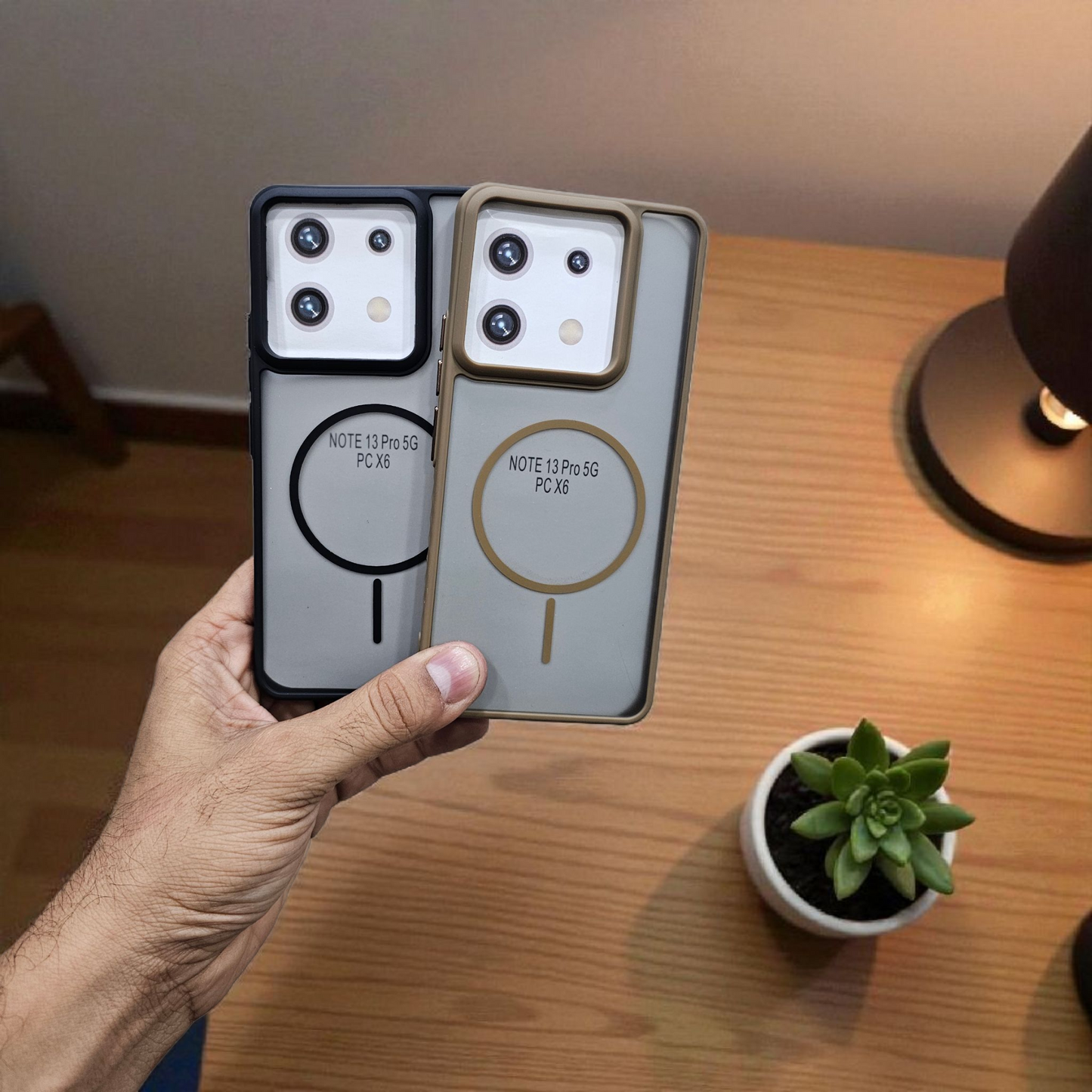 (Pack of 2) Redmi Note 13 Pro Magsafe Printed Metal Buttons Back Case Cover - Combo 2