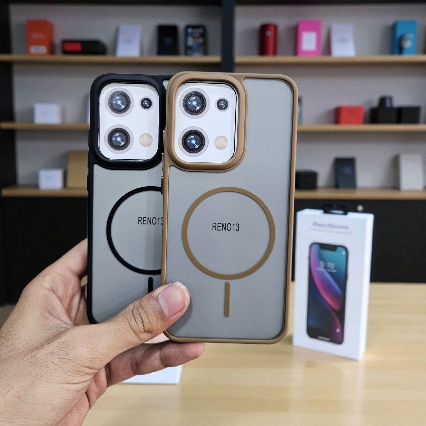 (Pack of 2) Oppo Reno 13 5g Magsafe Printed Metal Buttons Back Case Cover - Combo 2