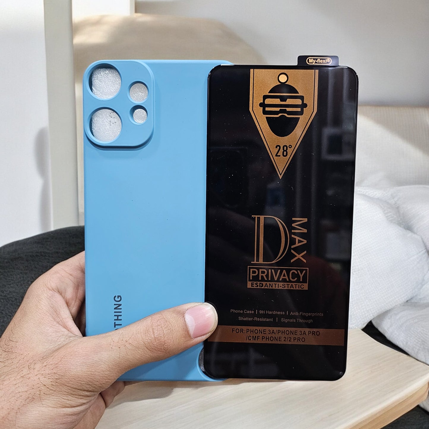 (combo pack)Nothing Cmf Phone 2 Pro Soft Silicone Case + Privacy Tempered Glass - Blue3