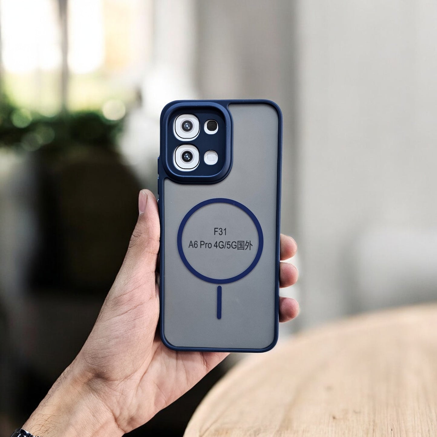 Oppo F31 5G Magsafe Printed Metal Buttons Back Case Cover - Blue