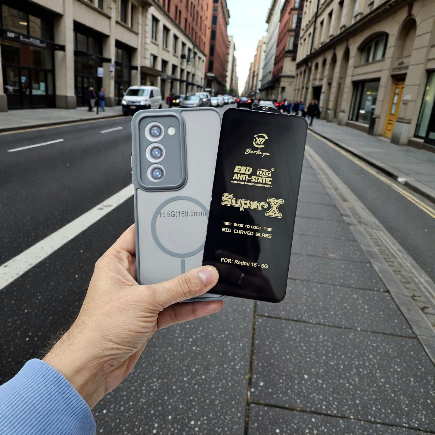 (Combo Pack)Redmi 15 5G Magsafe Printed Case + Tempered Glass - Grey