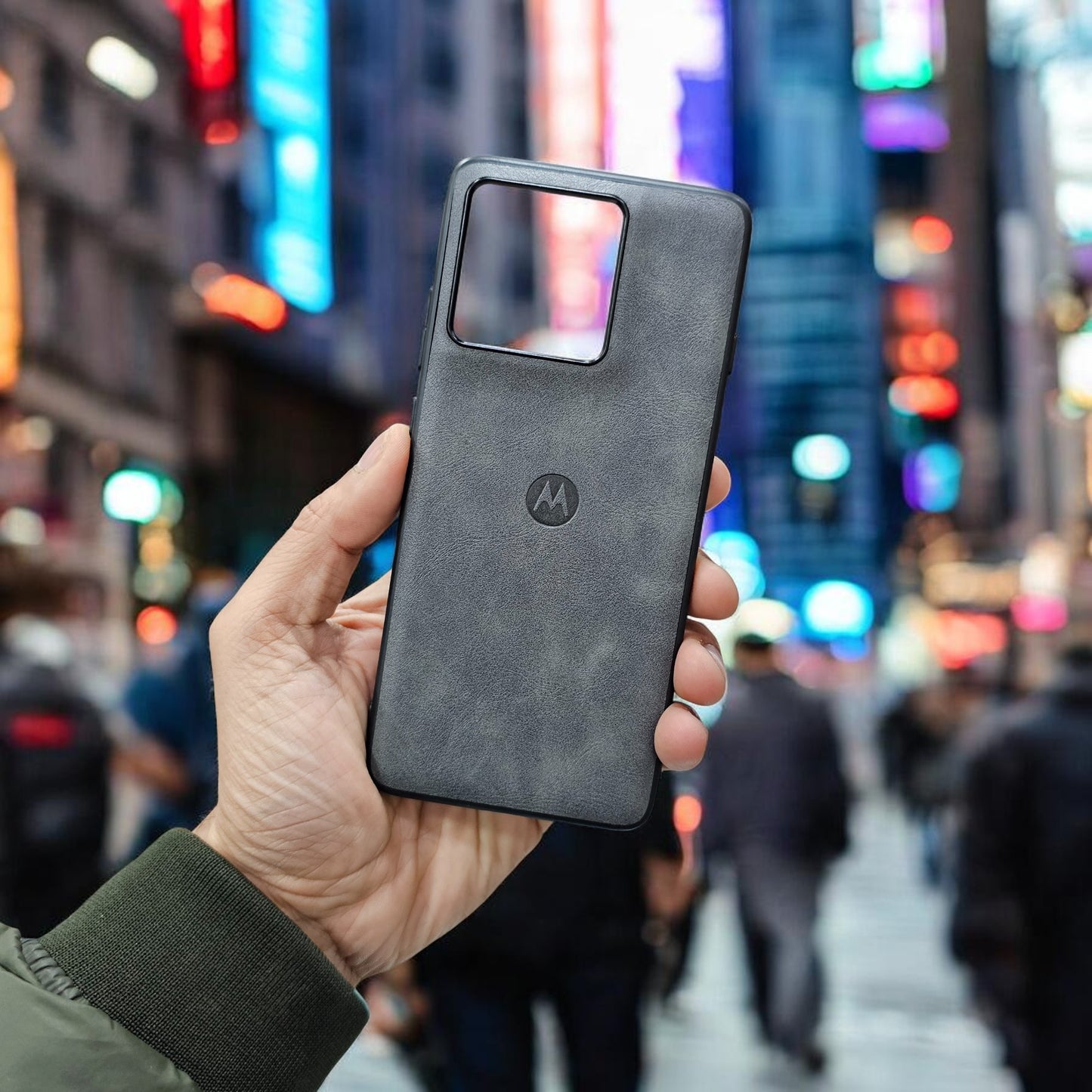 Motorola Moto Edge 60 Pro 5g Premium Leather Back Case Cover - Grey