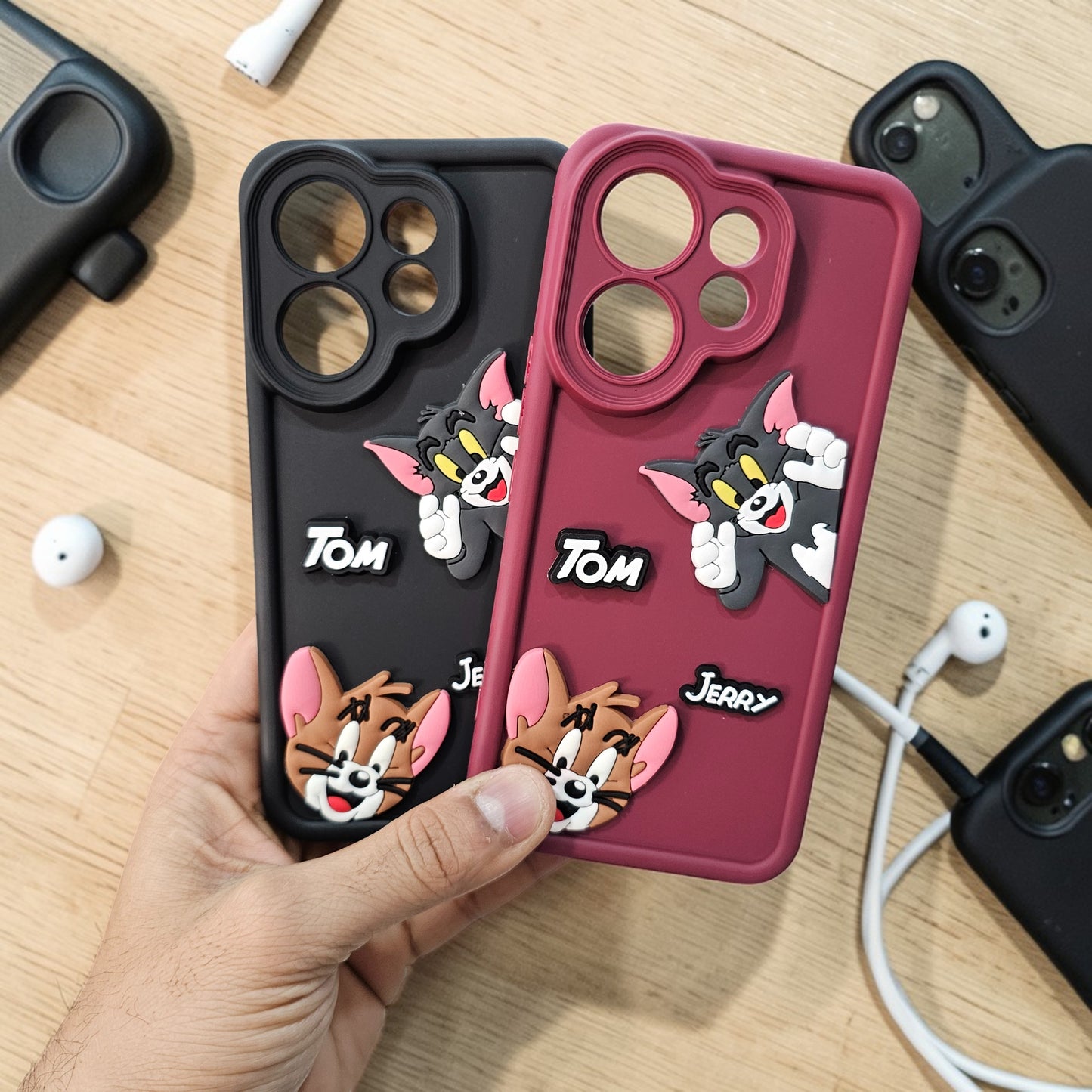 (Pack of 2)Vivo V60/T4 Pro 5G Soft Silicone tom & jerry Back Cover Case - Combo 3