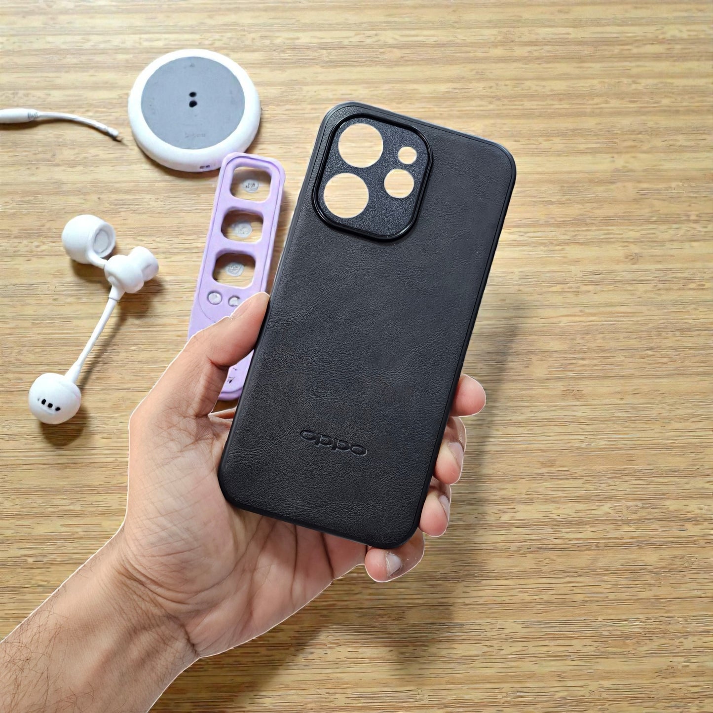 Oppo Reno 15 Pro 5g Premium Leather Back Case Cover - Black
