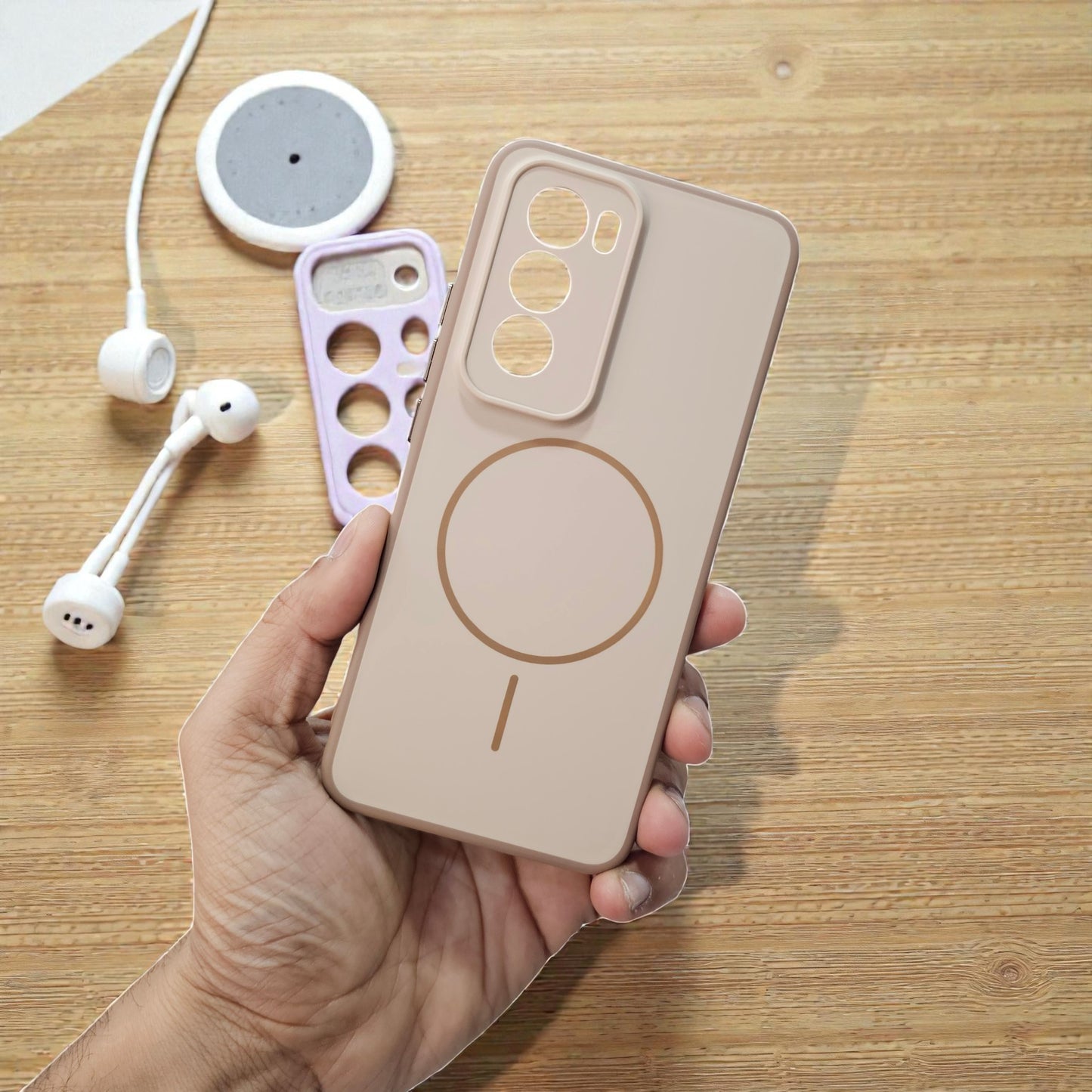 Oppo Reno 12 5g Premium Magsafe Printed Candy Color Back Case - Brown