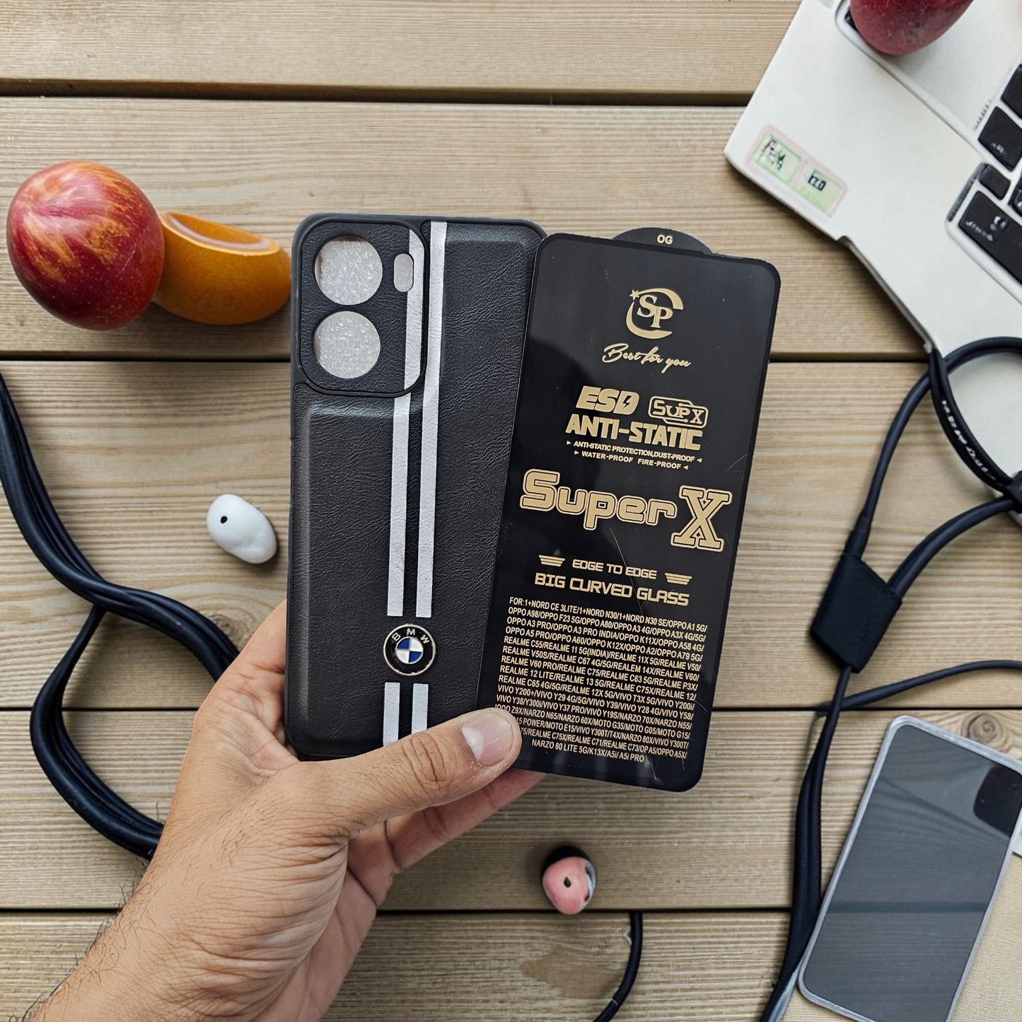 (Free Tempered)(Free Tempered)Redmi 15A 5g Premium Car Logo Leather Back Case Pouch - Pattern 1