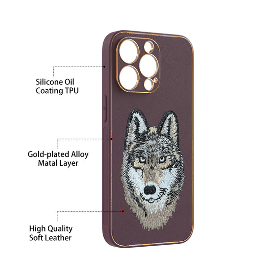 Apple iPhone 13 Pro Premium Embroidery Leather case - Pattern 10