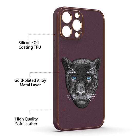 Apple iPhone 13 Pro Max Premium Embroidery Leather case - Pattern 7