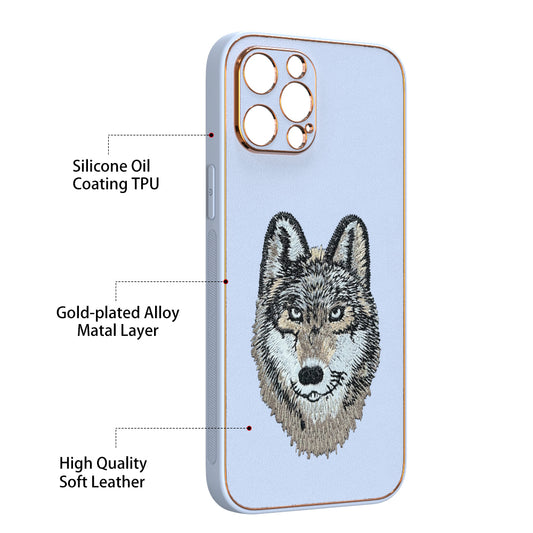 Apple iPhone 12 Pro Max Premium Embroidery Leather case - Pattern 3