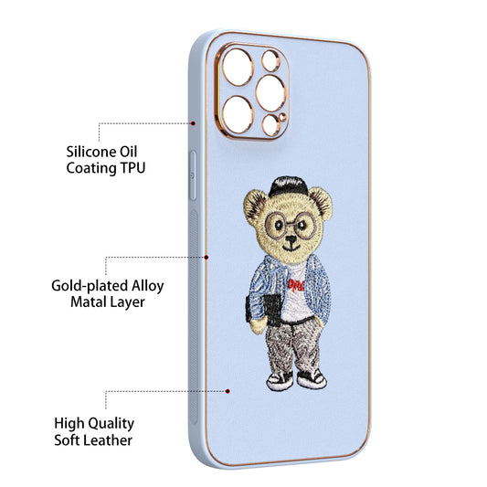 Apple iPhone 12 Pro Max Premium Embroidery Leather case - Pattern 4