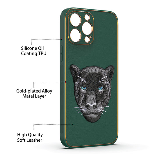 Apple iPhone 13 Pro Max Premium Embroidery Leather case - Pattern 10