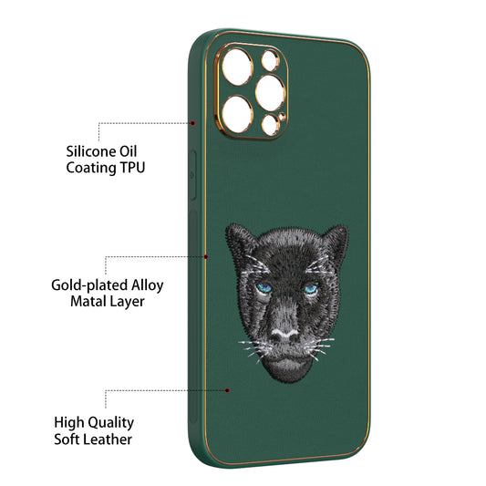 Apple iPhone 12 Pro Max Premium Embroidery Leather case - Pattern 8