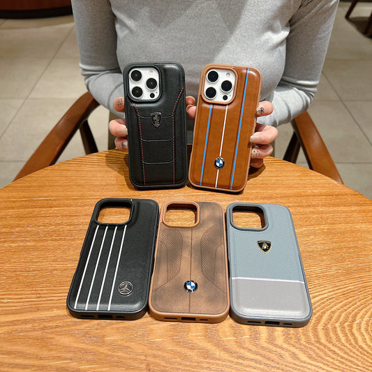 Apple iPhone 15 Pro Luxury Branded Car Logo Leather Designer Case- BMW 2