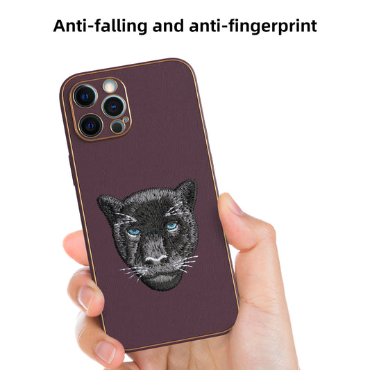 Apple iPhone 12 Pro Max Premium Embroidery Leather case - Pattern 10