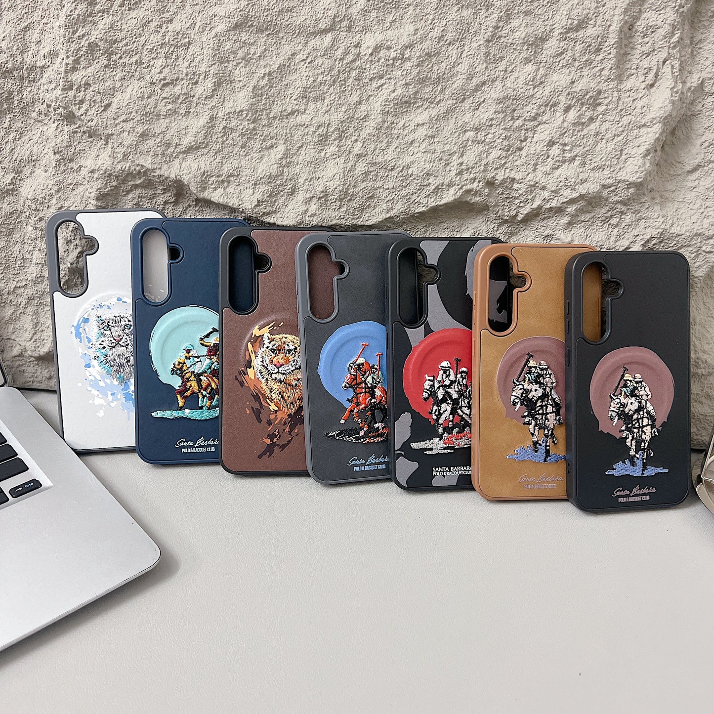 Samsung S23 FE 5G Premium US POLO Assn. Embroidery Leather case with Magsafe - Tiger 1