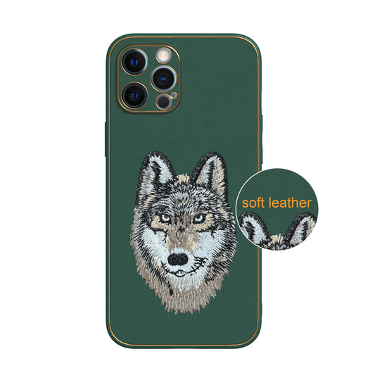 Apple iPhone 12 Pro Max Premium Embroidery Leather case - Pattern 6