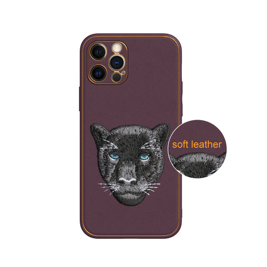 Apple iPhone 12 Pro Premium Embroidery Leather case - Pattern 11