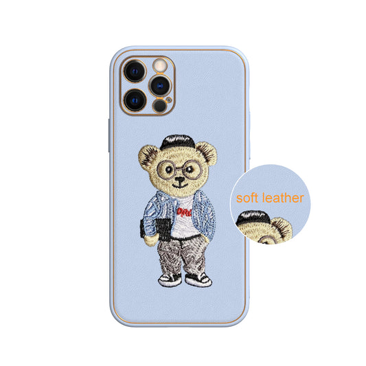 Apple iPhone 12 Pro Premium Embroidery Leather case - Pattern 4