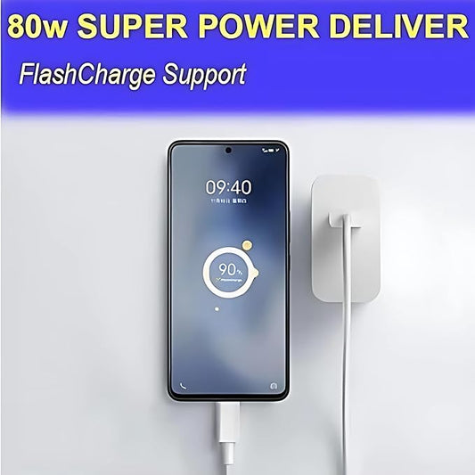 80W Super Fast Flash Charger With Cable For Vivo V series,Y series,T series