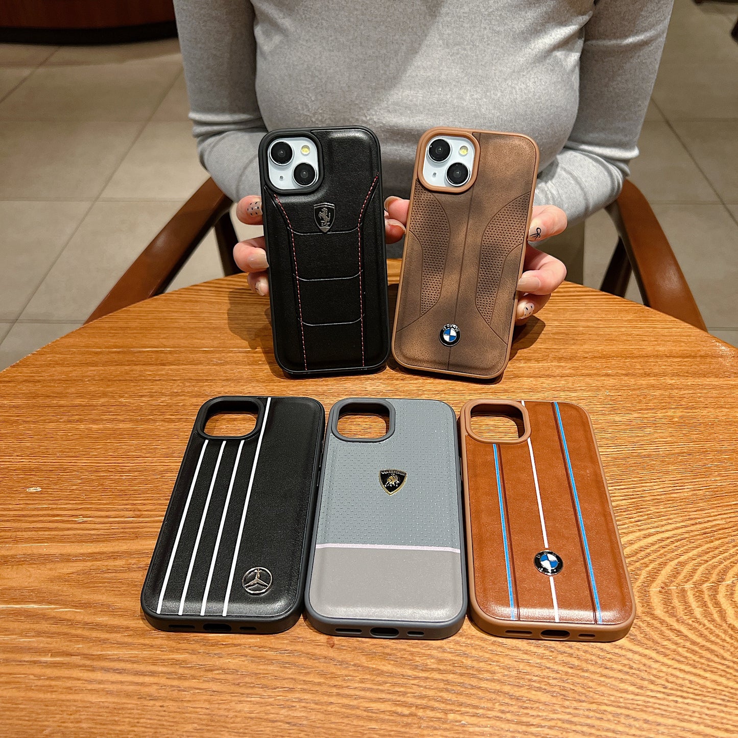 Apple iPhone 15 Pro Luxury Branded Car Logo Leather Designer Case- BMW 1