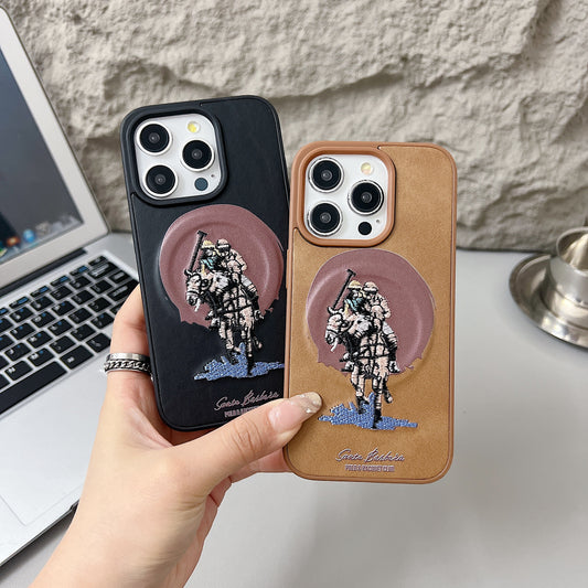 Apple iPhone Premium US POLO Assn. Embroidery Leather case with Magsafe - Jockey 1