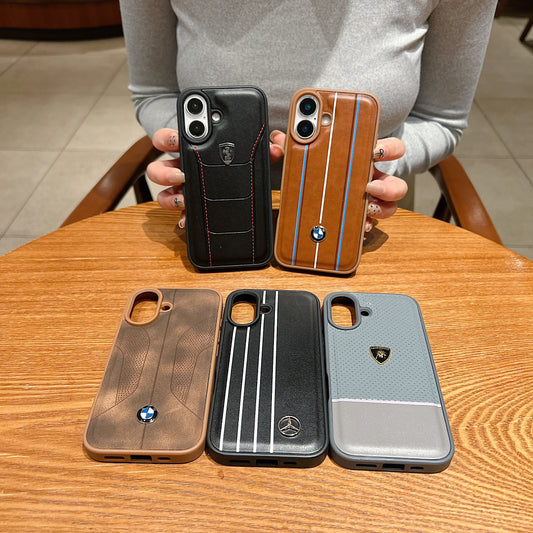 Apple iPhone 16 Luxury Branded Car Logo Leather Designer Case- BMW 1